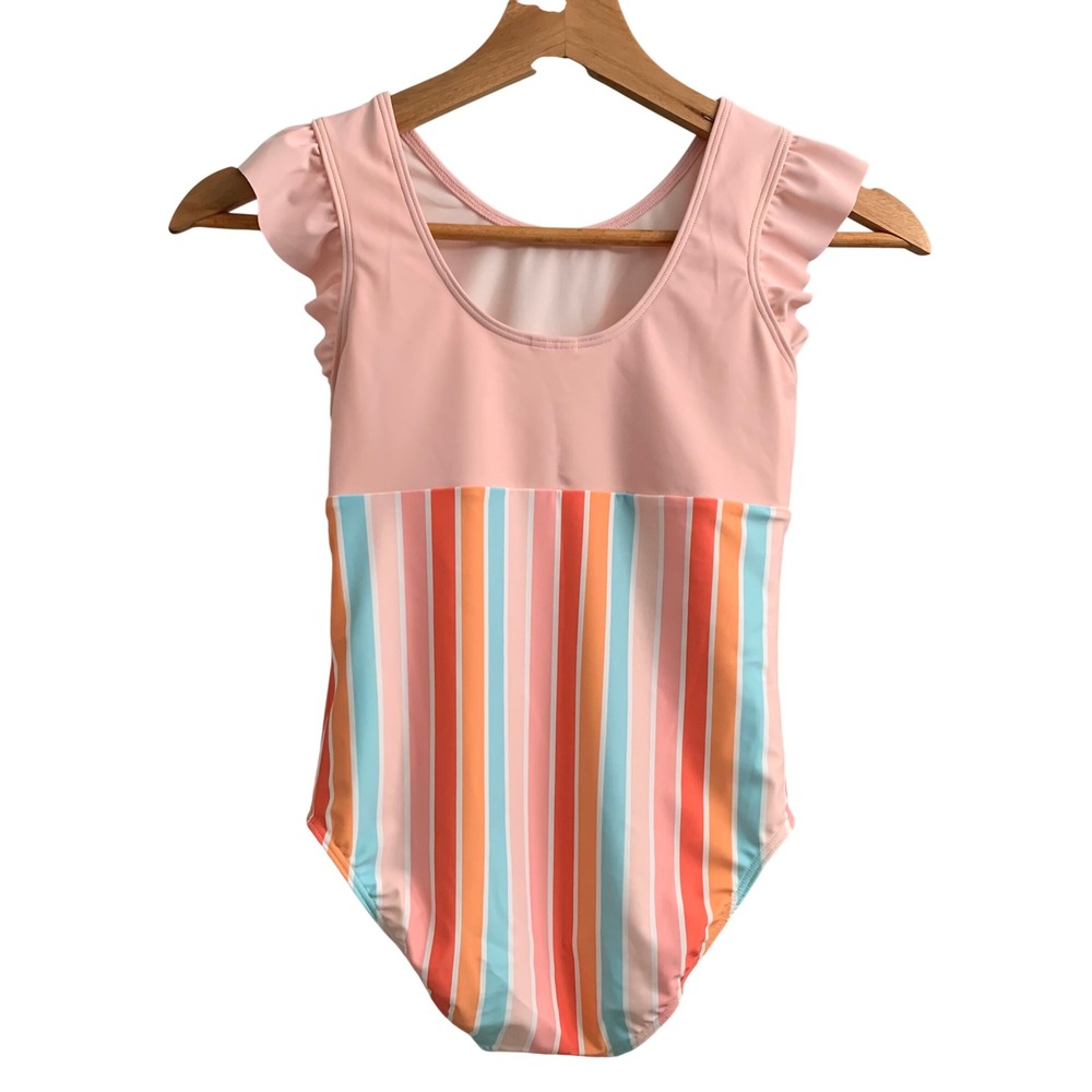 NWT Tucker + Tate Flutter Sleeve Stripe One-Piece Swimsuit